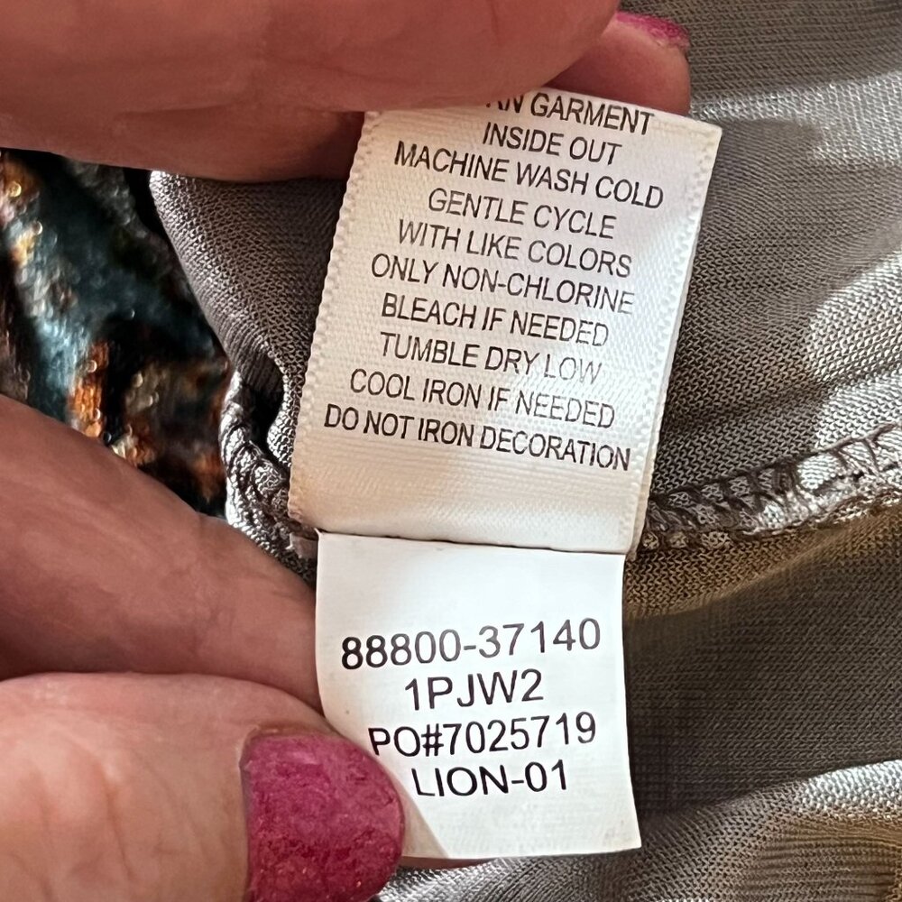 NWT Velvet Tunic Top Boho V-Neck Elastic Waist Scalloped Sequin Sparkles Med - Picture 13 of 16